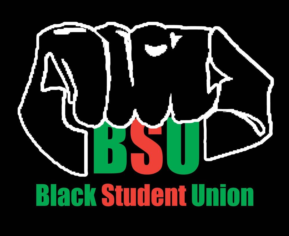 Drawing of a hand holding the text BSU Black Student Union